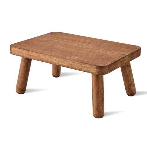 Wooden Step Stool Anti-Slip Step Stools for Adults Heavy Duty Stepping Stool Kitchen Step Stool for Adults One Step Stool for Office, Bedroom, Garden, Bathroom (6.3" High)