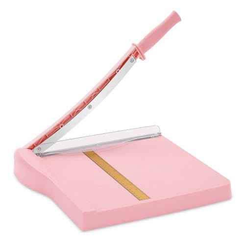 Paper Cutter, Paper Slicer with Safety Guard and Blade Lock, 12" Cut Length Guillotine Paper Cutter with 16 Sheet Capacity, Paper Cutters and Trimmers for Cardstock Cardboard (Pink)