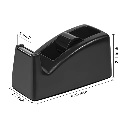 Weighted Desktop Tape Dispenser 3-Pack with Non-Skid Base – Black