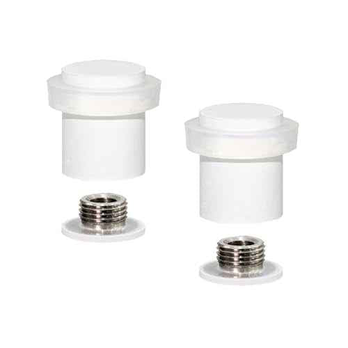 Pack of 2 EVI Door Stoppers | White Stainless Steel Door Stopper - Screw Fastening - White Rubber Protector - 0.79 x 0.99 Inch Door Stop