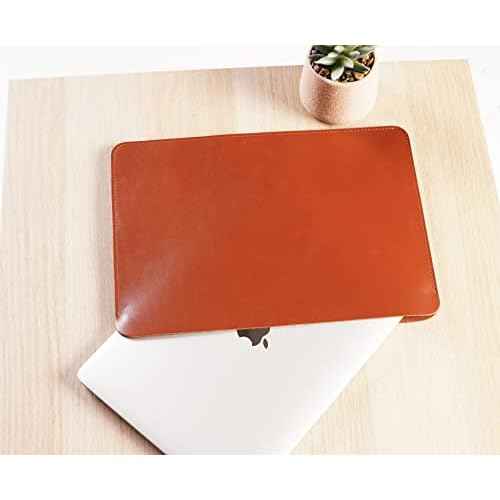 Genuine Leather Mac Sleeve for 13-inch MacBook Air 2018-2023 M1 M2 A2337 A2179 A1932 2018-2021, MacBook Pro M1/A2338 A2251 A2289 2016-2023, 12.9 iPad Pro case Bag Handmade Cognac