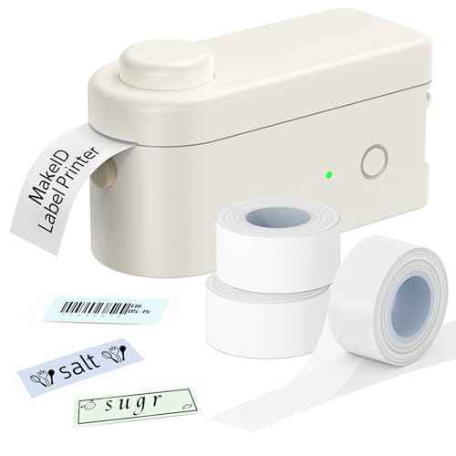 Makeid Label Maker Bundle Includes 3 Label Tapes, Compatible with 9~16mm Waterproof Tape, Portable Rechargeable Label Printer Multiple Templates Available Labeler for Office Home Kitchen Organization