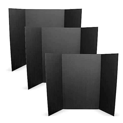 Flipside Products 36¡± x 48¡± Foam Project Boards for Presentations, Science Fair, School Projects, Event Displays and Trifold Picture Board - Total Black - 3 Pack