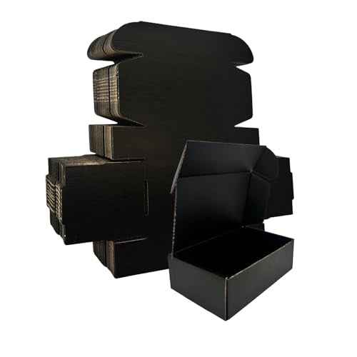 Small Shipping Boxes 6x4x2, Set of 50, Black Corrugated Cardboard Box Mailer (YD642-50BK)