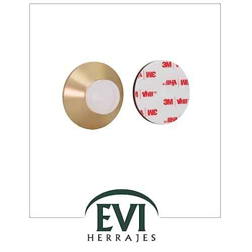 EVI Door Stoppers | Brass Door Handle Stopper - Adhesive and Screw Fastening - Protector Rubber - 1.77 x 0.66 Inch Door Stopper