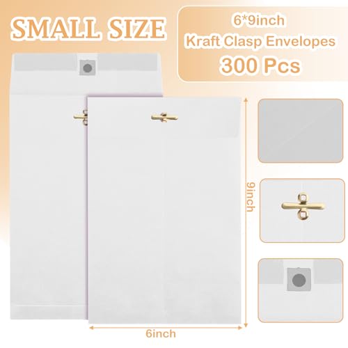 White 300 Pack 6x9 Clasp Envelopes Heavy Duty Manilla Office Mailers