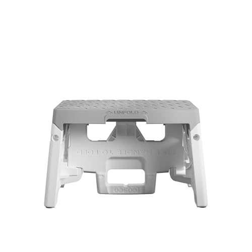 COSCO 1 Step Molded Folding Step Stool, Type 1A, White and Gray (2-Pack)