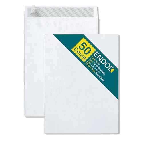 Tyvek Envelopes ? 9x12 Mailer Tear Resistant Envelopes Tyvek¢ç Construction & Easy Self Seal Closure ?Bright White ? Bulk Pack of 50 ? 9 x 12 Inch