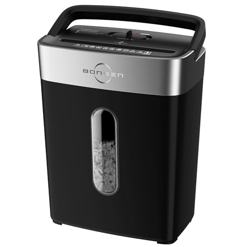 BONSEN Black 8-Sheet Cross Cut Credit Card Shredder for Home Office, 4-Gallon Bin