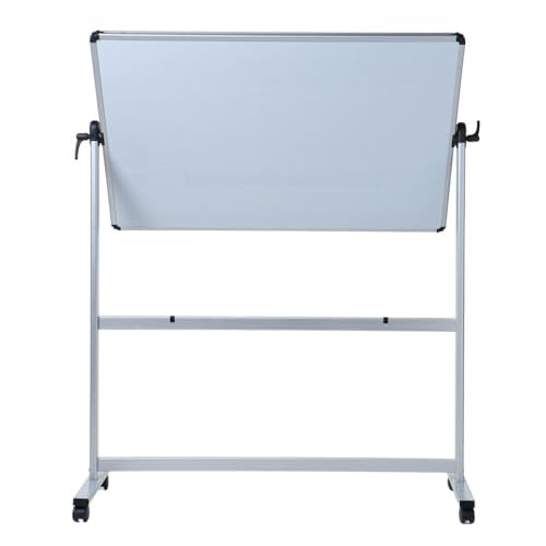 VIZ-PRO Double-Sided Magnetic Mobile Whiteboard, 48 x 36 Inches, Aluminium Frame and Stand