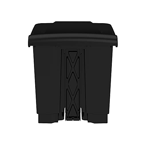 Safco Step On Plastic Trash Can with Foot Pedal, 8 Gallon Garbage Can for Kitchen, Indoor or Outdoor Use, Hands Free, Black