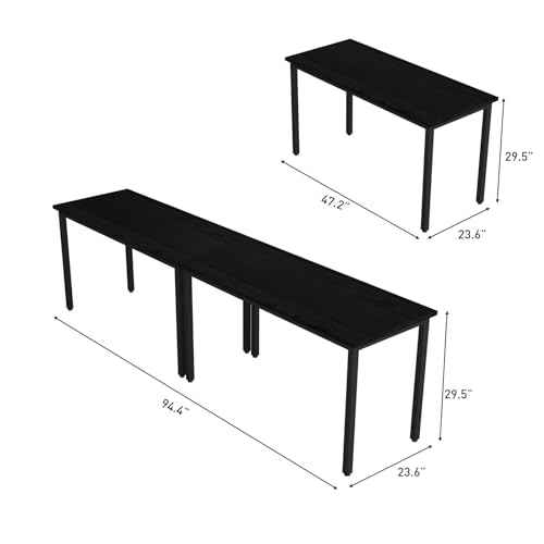 Bonzy Home Conference Tables 8ft Office Computer Desk for Meeting Room Study Writing Printer Podcast Table for 4-8 People Modern Black 2PCS 94.4"x23.6"x29.5"