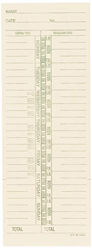 Adams Weekly Time Cards 3-3/8" x 9" – 200 Manila Cards with Green Print, Named Days