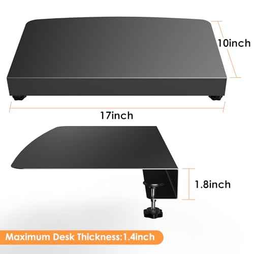 17 inch Clamp-on Corner Desk Connector Sleeve Plate, L Desk Platform Extender Attachment, Corner Desk mat - Black