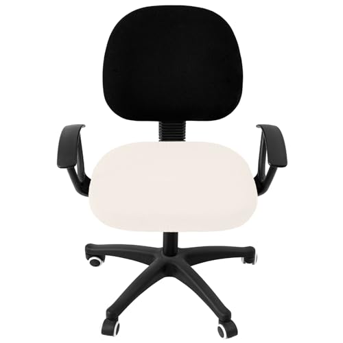 Smiry Ivory Chair Seat Cover for Office Chair - Anti-Dust Stretch Jacquard