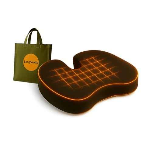 Memory Foam Seat Cushion with Carrying Bag & Cooling Gel for Office Chair, Wheelchair, Travel, Car Seat, Gaming Desk for Coccyx & Tailbone & Back Pain Relief, Sciatia Support