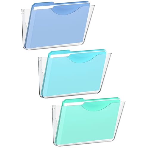 SUPEASY Clear Acrylic Wall File Holder 3 Pack - Wall Mount Document Organizer