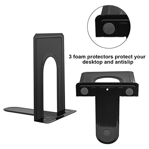 JIKIOU Metal Book Ends Set - Non-Skid Supports for Shelves, 6 Pieces