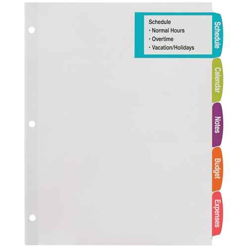 Avery Big Tab Printable Large White Label Dividers, 5-Tab with Easy Peel Labels, Dividers for 3 Ring Binders, 20 Sets (14440)