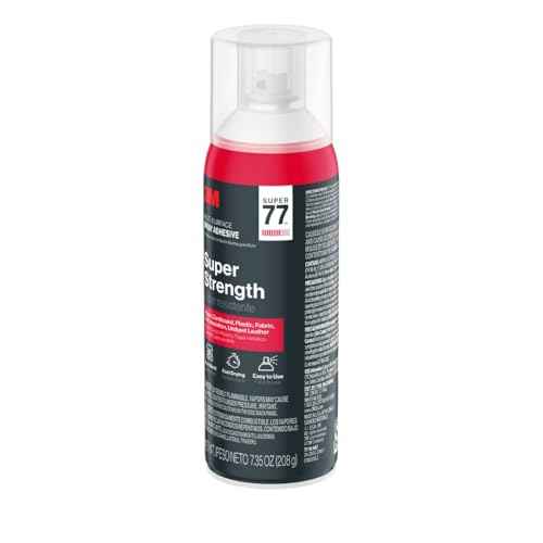 3M Super 77 Multi-Surface Spray Adhesive, 7.35 oz., Low VOC, Quick Bond, Fast Drying, Clear Finish for Foil, Foam, Paper, Metal, Plastic, Fabric, and Cardboard (77-10-NAT)