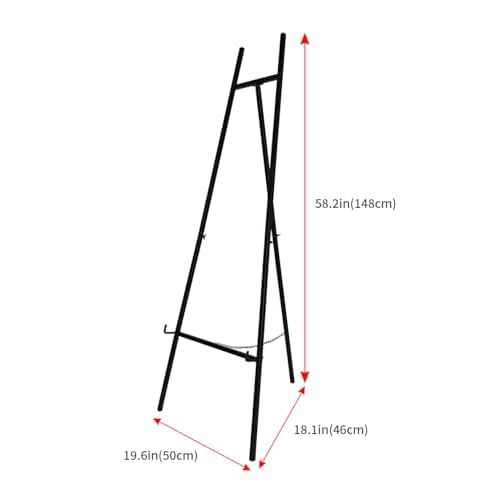 Iron Adjustable Arts & Crafts Easels,Metal Easel Stand with Chain Support for Mirror,58 Inch Floor Easels for Display Wedding Sign(Black)