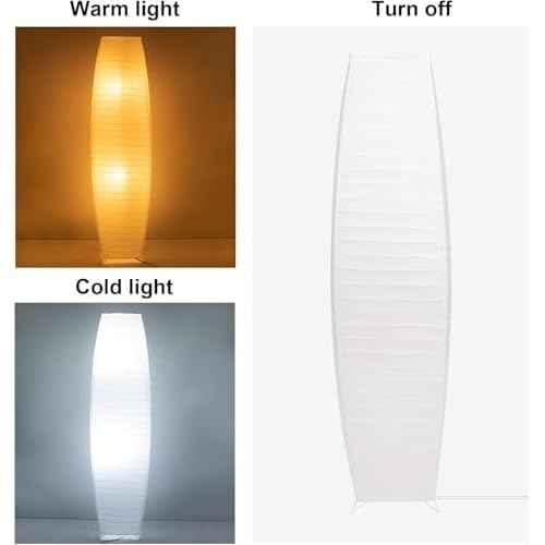 Paper Floor Lamp, Japanese Lamp with Rice Paper Lantern Shade, Minimalist Style Corner Floor Lamp for Bedroom, Office, Living Room with No Bulbs (2 Pack)