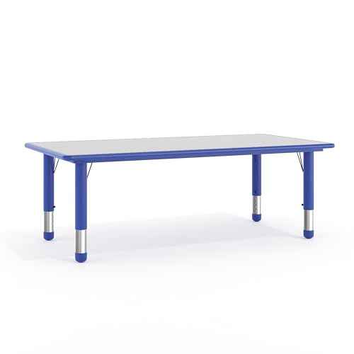 Flash Furniture Wren Adjustable Classroom Activity Table for School and Home, Plastic Activity Table for Kids, 23.625" W x 47.25" L, Gray/Blue