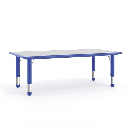 Flash Furniture Kids Blue/Gray Plastic Activity Table Set of 1 - Adjustable Height, Seats 6