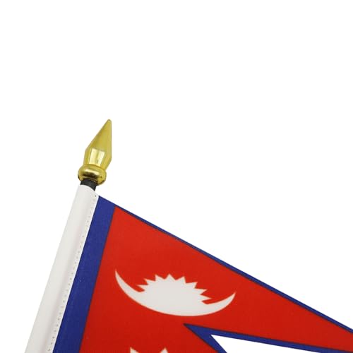 Nepal Table Flag 4x6 Inch Polyester with Plastic Base - AZ FLAG