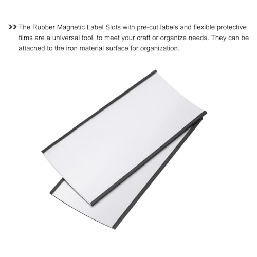 MECCANIXITY Label Holders 3" x 6" C Channel Rubber Magnetic for Metal Shelves Organize, Office File Cabinets Pack of 20