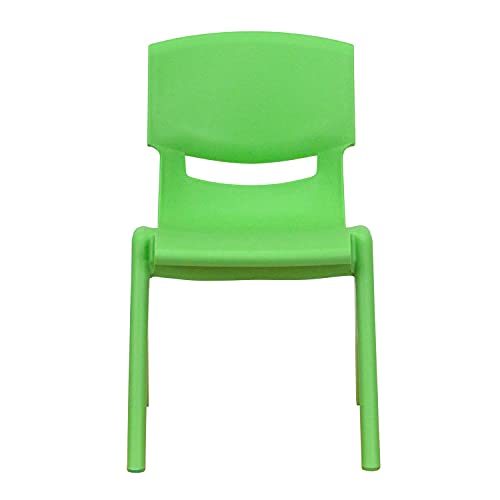 Flash Furniture Green 4 Pack Plastic Stackable Preschool Chairs, 12'' Seat Height - Set of 4