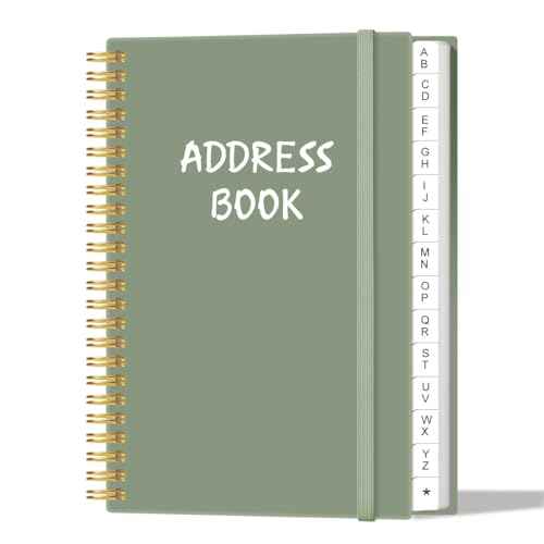 Address Book with Alphabetical Tabs - Telephone & Address Book with Address Contacts, Special Date, Phone, Birthday & Internet Login Password for Home and Office, 4.3" x 6.2", Green