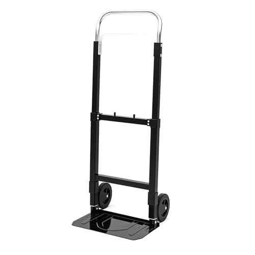 SST Folding Hand Truck with Wheels, 220 LB Capacity Portable Dolly Cart, Utility Cart with Adjustable Handle, Collapsible Dolly for Moving Travel Shopping Airport Office