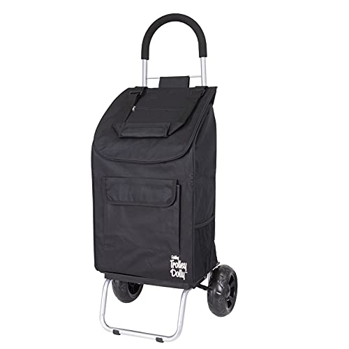 dbest Trolley Dolly Folding Shopping Cart - Black with Removable Bag, 110 lb Capacity