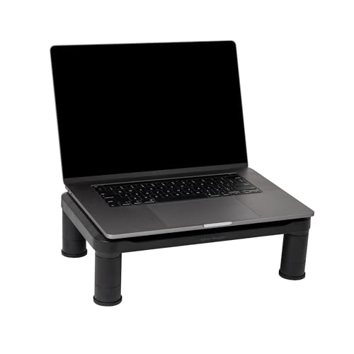 Mind Reader Monitor Stand, Height Adjustable, Laptop, Computer, Riser, Office, 15"L x 9.5"W x 4.25"H, Set of 2, Black