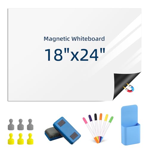 Magnetic Dry Erase Whiteboard 18x24 inches for Fridge – No Adhesive, Includes Magnetic Pins