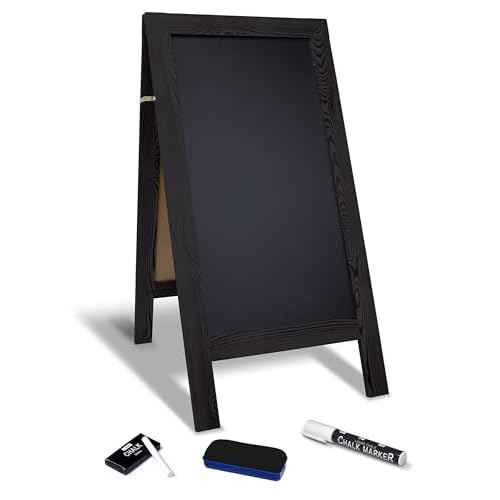 Better Office Products Magnetic A-Frame Chalkboard Sign, Extra Large 20" x 40", Standing Chalkboard Easel, with Chalk Marker + Chalk & Eraser, Sandwich Board Outdoor Sidewalk Sign,(Black)