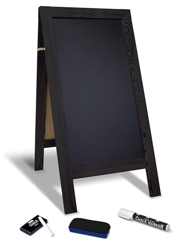 Better Office Products Black Magnetic A-Frame Chalkboard Sign 20x40 Outdoor Sidewalk Display
