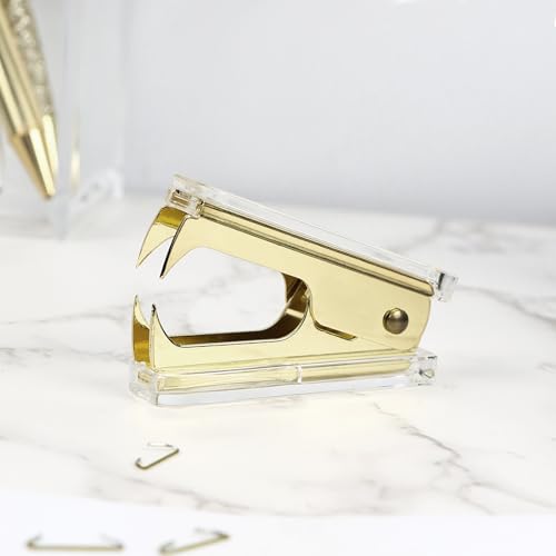 NatSumeBasics Clear Gold Staple Remover – 60mm, 1 Pack, Yellow Gold Tone