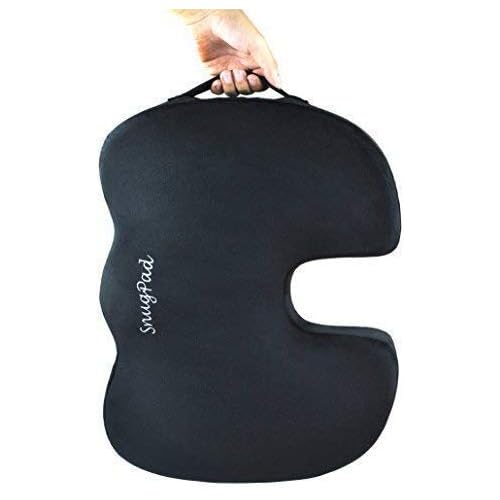 SnugPad Black Memory Foam Seat Cushion - Sciatica, Back, Hip, and Tailbone Pain Relief, Firm Version, Support for Office Chair, Wheelchair, Car. Non-Slip Orthopedic Coccyx Memory Foam (2 Pack)