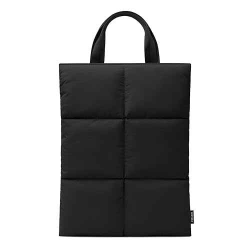 Comfyable Puffy Laptop Sleeve 15 16 Inch, Quilted Puffer Laptop Carrying Case with Handle, Pillow Case Compatible for MacBook Air 15" M4 2025 & MacBook Pro 16" 2024, Puff Cover, Black