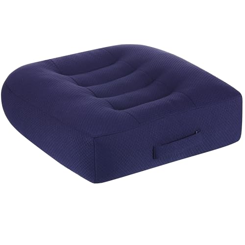 WSGJHB Large Seat Cushion, Extra Thick Booster Seat Cushions for Office Chairs Long Sitting Office Workers, Car Drivers, Relieves Back Pain, Breathable, Anti-Slip, 20x20x6 inchs, Blue