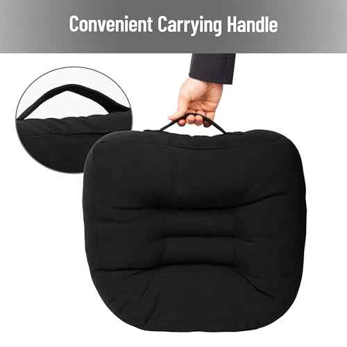 Mind Reader Air-Cloud Booster Seat Cushion for Office, Car, Wheelchair, Support Pillow with Carry Handle, Black