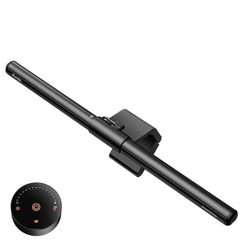 Quntis Monitor Light Bar with Remote, Fit for Curved Monitors/Camera Base, Eye-Care Computer Screen Light Bar, Auto-Dimming Dimmable Work Office Gaming Desk Lamp, Gray