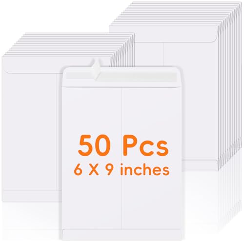 White-50 Pack 6x9 Self Seal Mailing Envelopes - Secure, Printable Office Supplies