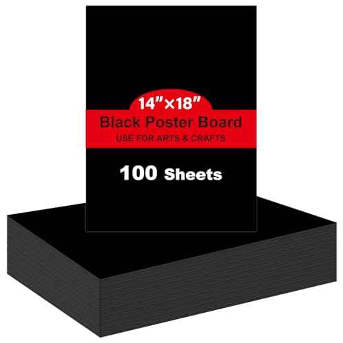100 Pcs Black Poster Board Paper 14x18, ROOKEA Vision Boards Posterboard Bulk for School Projects Classroom Arts Craft Presentations Drawing Scrapbooking Blank Graphic Display