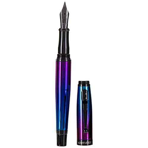 Monteverde Invincia Nebula Fountain Pen - Broad Nib, Multi-Color Plating, Premium Writing Instrument