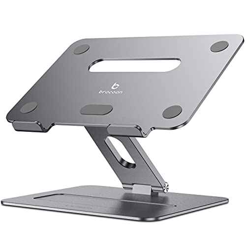 Adjustable MacBook Laptop Stand for Desk | Ergonomic Aluminum Laptop Riser with Heat-Vent, Compatible for 10-17" Laptops, Space Grey
