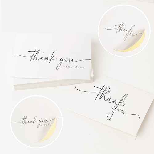 52-pack Thank You Cards Bulk with Kraft Envelopes & Matching Stickers, 3.5x5 Inches, Minimalist Design | Perfect for Business, Weddings, Baby & Bridal Showers, Graduations & Funerals.