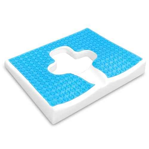 Anti Bedsore Cushion, Breathe Freely Fiber Material Bedsore Cushions for Butt, T Shaped Opening Triangular Slope Design Anti Decubitus Cushion for Elderly, Bedridden, Disabled (Blue)